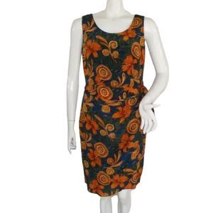 Vintage Spencer Jeremy Dress, 6, Silk, Multicolor, Polynesian, Ties on Hip